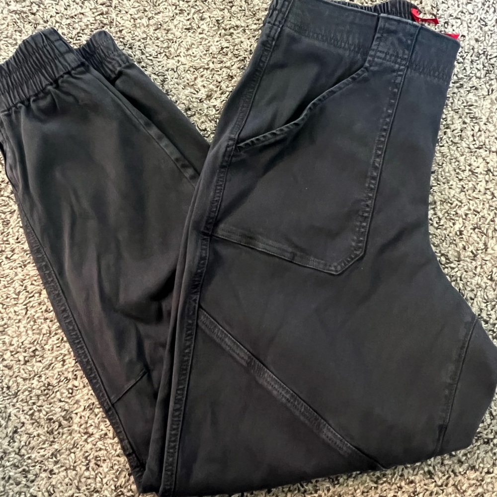 SPANX stretch twill cargo jogger~size L~color-washed black~worn once~not dried